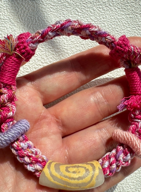 藏式手搓棉线手绳手链非洲管琉璃节日礼物送闺蜜小礼品聚会礼物