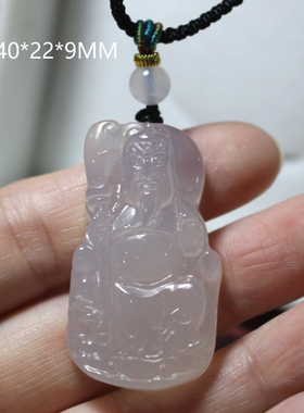 天然白玛瑙雕刻关公吊坠男款项链挂件饰品礼物送男友忠义吉祥物