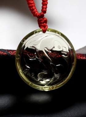 天然黄水晶转运鼠吊坠男女本命年生肖鼠牛虎兔龙蛇马羊猴鸡狗礼物