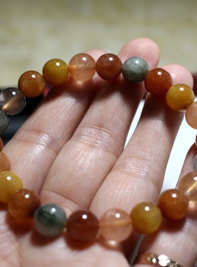 天然彩发晶兔毛水晶圆珠手链 彩水晶手串女款时尚饰品礼物多宝