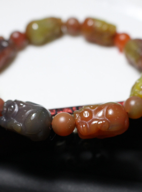 天然盐源玛瑙貔貅手链 转运吉祥 油亮 糖果色情人节礼物男女