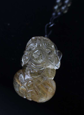 天然水晶原石金发晶钛晶发晶貔貅吊坠挂件把件男女情侣吉祥物礼物