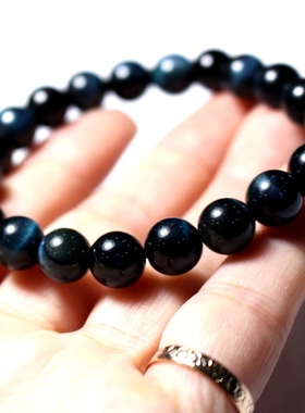 天然蓝绿虎眼石手链手串闪电纹蛇年本命年鹰眼石吉祥开运礼物2025