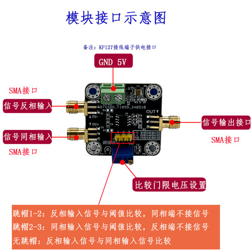 TLV3501模块高速电压比较 阈值可调同相反相比较轨至轨正弦转方波 - 图1
