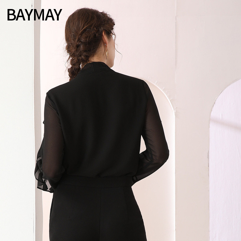 2020年早秋新款雪纺衫长袖韩版衬衫 baymay蕾丝衫/雪纺衫