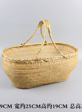 手工竹编提篮杭州菜篮收纳篮鸡蛋