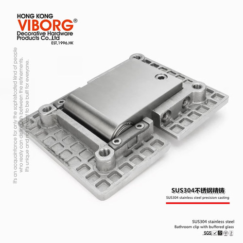 VIBORG域堡304不锈钢带液压阻尼缓冲自动闭门玻璃门夹淋浴房合页 - 图1