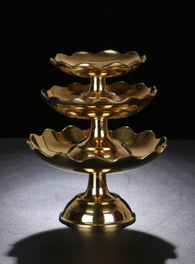 纯铜佛前观音财神贡品供果盘