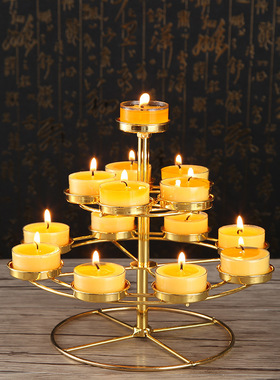 家用供佛合金酥油灯底座莲花灯烛台长明灯座佛台家用七星供灯架