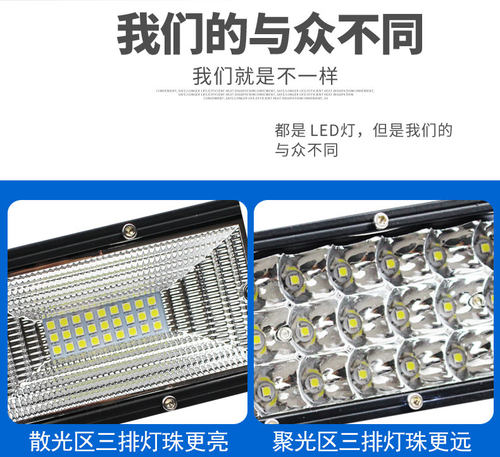 汽车led长条射灯货车大灯超亮中网爆闪杠灯12伏24V强光越野车顶灯 - 图1