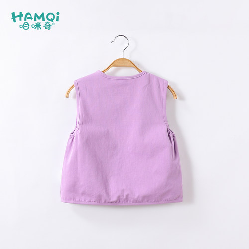 女童纯棉马甲春秋装宝宝童趣印花坎肩外套小儿童拉链开衫背心上衣 - 图1