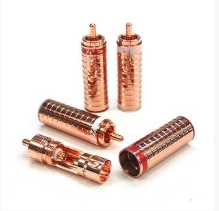gaofei Audiophile/高非 纯紫铜 高档RCA莲花插头 音频信号线端子 - 图0