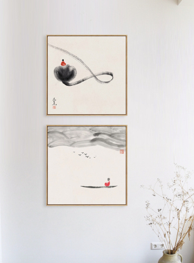 小沙弥水墨新中式风茶室装饰画