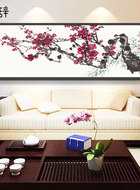 新中式风牡丹沙发背景墙装饰画