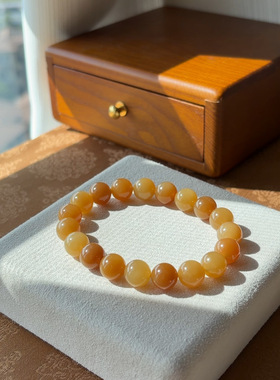 原创设计｜高品质且末糖糖料手串单圈6mm圆珠·18k金款