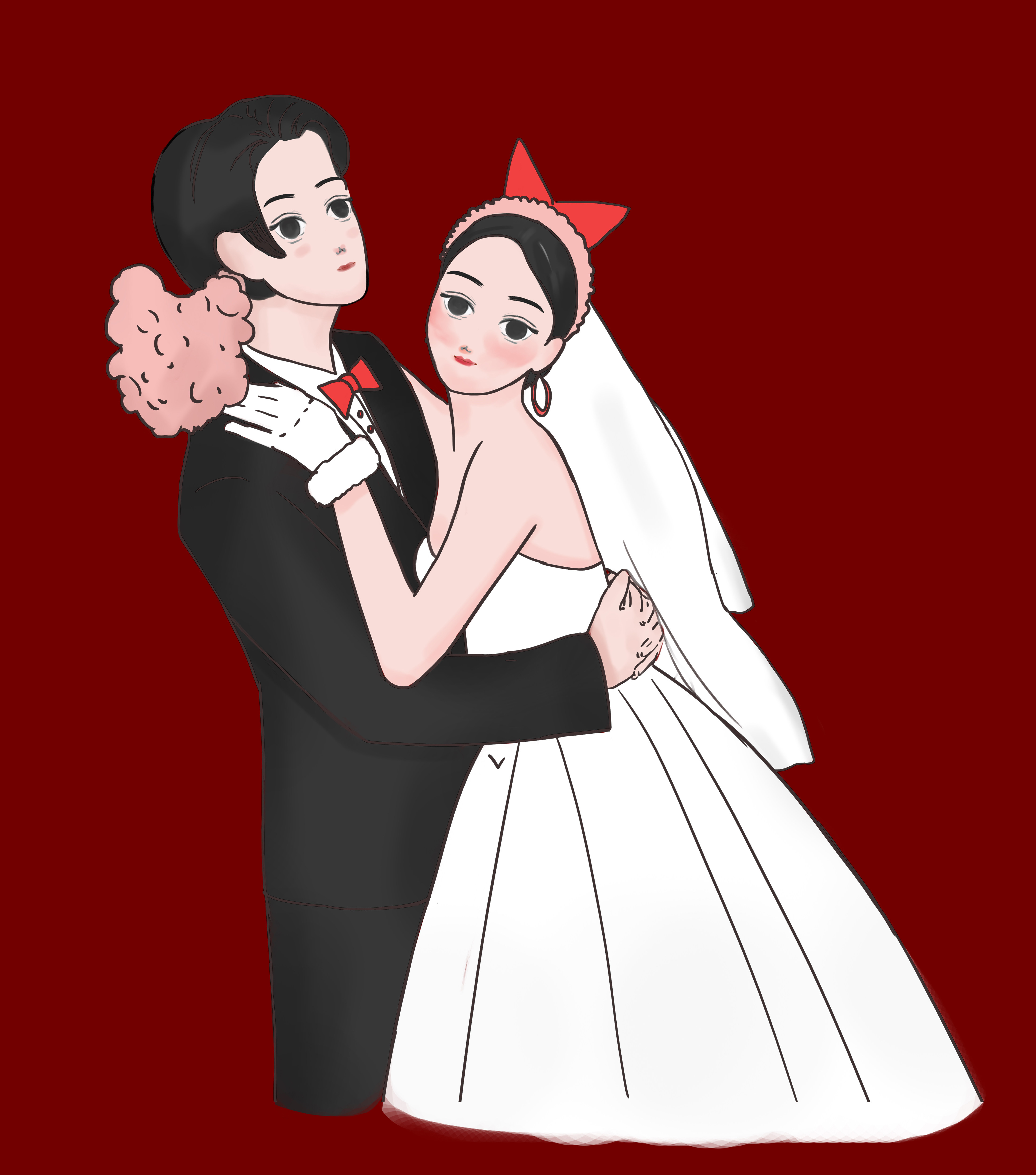 手绘微信头像真人可爱q萌卡通情侣结婚登记照漫画风约稿定制合照