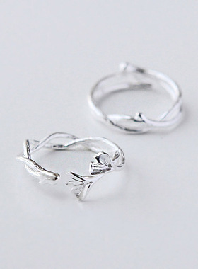 情侣戒指银杏叶镂空礼物