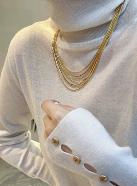 豆豆同款 Catena系列金色多层流苏项链法式优雅高级感