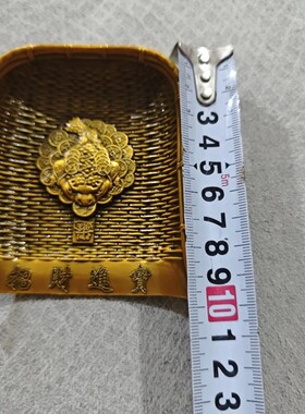 仿古簸箕复古古金色五谷丰登装饰工艺铜摆件雕刻招财进宝小号