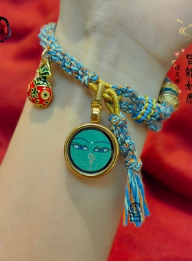 天传珠宝矿物手绘绿度母唐卡手链