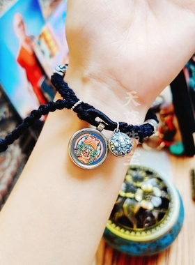 热贡手绘扎基拉姆唐卡银饰手链绳