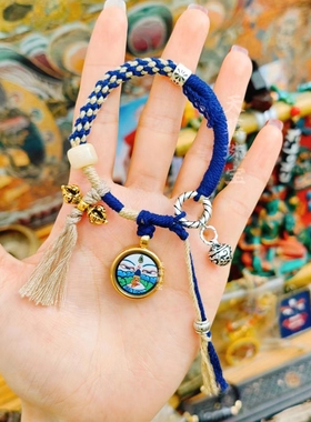 热贡手绘文殊普贤本命佛唐卡手绳