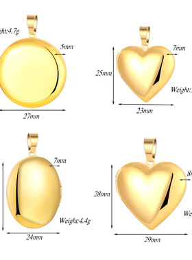 可打开相片盒不锈钢爱心圆形项链