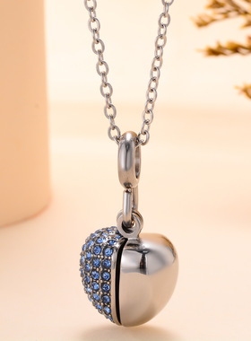 不锈钢纪念项链可打开装亲人骨灰