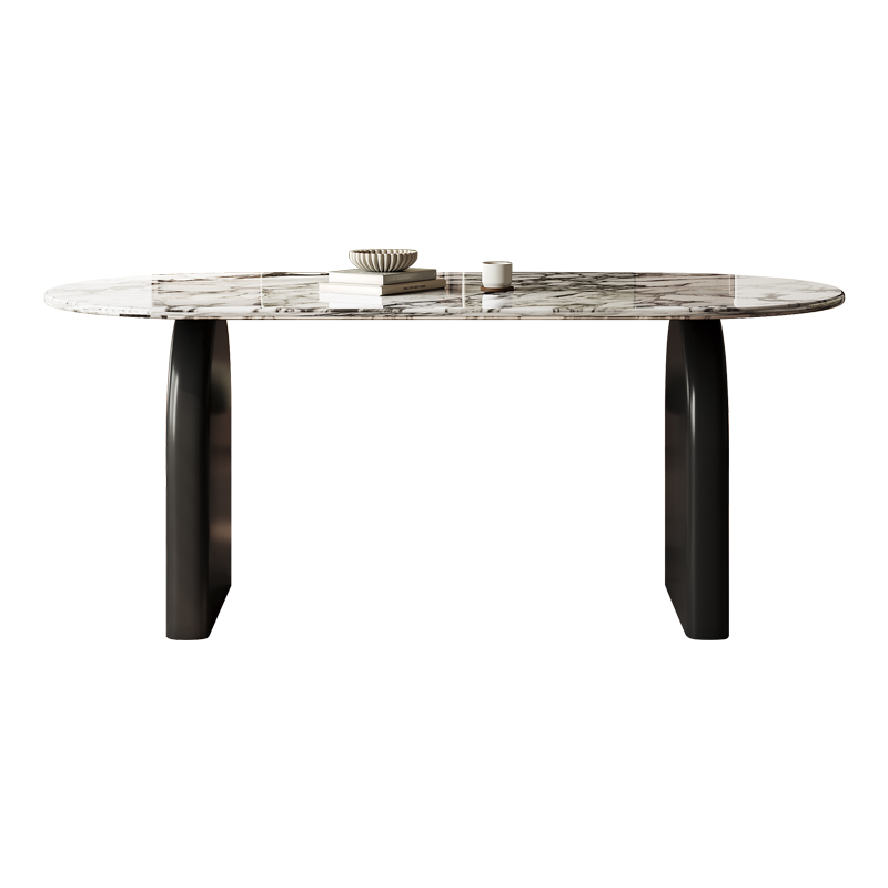 法兰莎 法式岩板餐桌家用小户型吃饭桌子中古风设计师大理石餐桌 - 图3