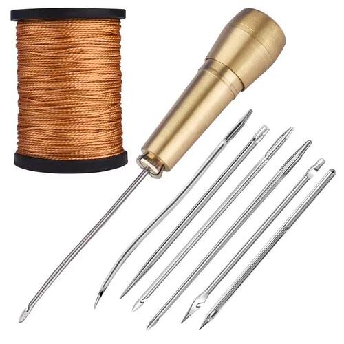 【7枚钢针】帆布皮革缝纫针,锥子针尼龙线,DIY皮革缝制工具 - 图3