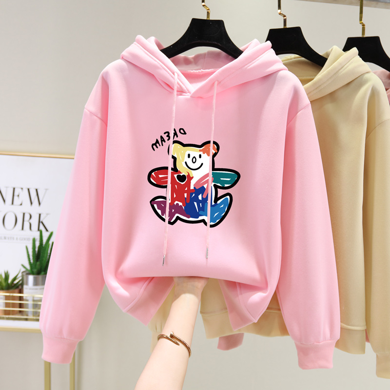 雪梦娅旗舰店ins加绒加厚新款卫衣女百搭秋冬潮韩版学生宽松上衣帽衫外套2