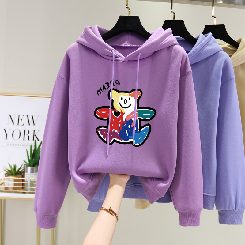 雪梦娅旗舰店ins加绒加厚新款卫衣女百搭秋冬潮韩版学生宽松上衣帽衫外套0