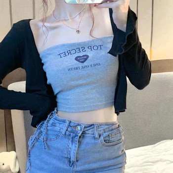 Tube top camisole women's summer wrapped chest gray short section women's group European and American sweet hot girl jazz jazz dance top