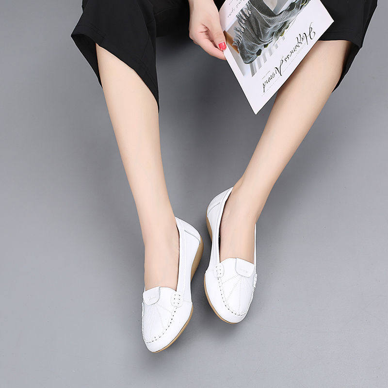 【头层牛皮,北极绒】秋季妈妈豆豆鞋 北极绒大树T恤