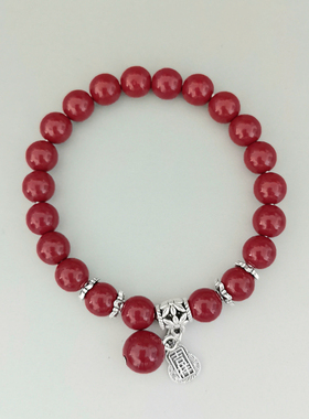 紫色朱砂转运手串 复古合金平安符福袋寓意吉祥吊坠时尚开运配饰