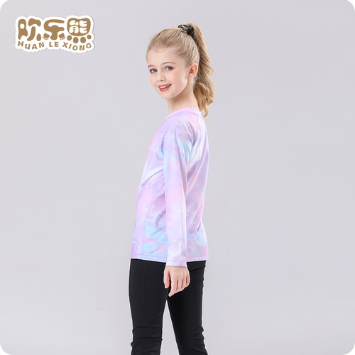 女童运动速干衣春秋款儿童长袖T恤洋气小女孩羽毛球服网球跑步服 - 图0