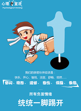 华易心理宣泄室心理挂图咨询室健康情绪疏导卡通宣传指导示意图