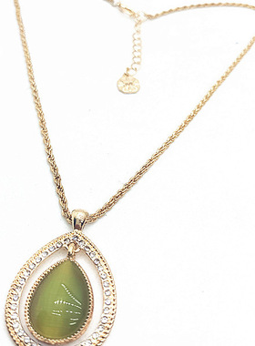 打标猫眼石项链轻奢精致吊坠