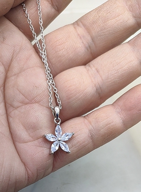 50满29元包邮  铜坠镶嵌锆石项链