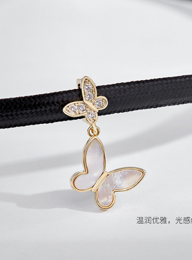 黑绳蝴蝶项链choker项圈女颈带短款锁骨链甜酷风脖子配饰韩系ins