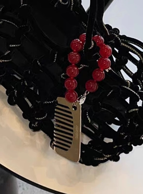 向日葵欧尼同款银色梳子吊坠项链长款装饰链挂件韩国ins风实用型