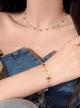 多巴胺彩石项链潮流百搭配饰