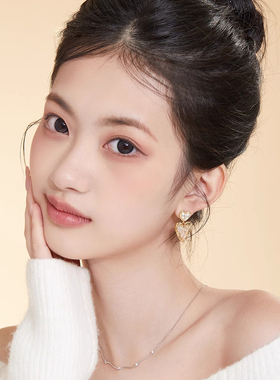 蓝色渐变爱心耳环绿色黑色金色春夏耳钉女小众设计感独特漂亮耳饰