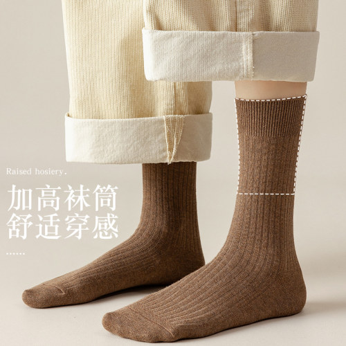堆堆袜女长袜秋冬纯棉百搭松口女士中筒春秋日系双针乐福鞋袜子潮 - 图2