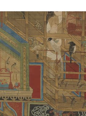 元佚名春景货郎图传统工笔国画人物名画复制微喷打印临摹绢布画稿
