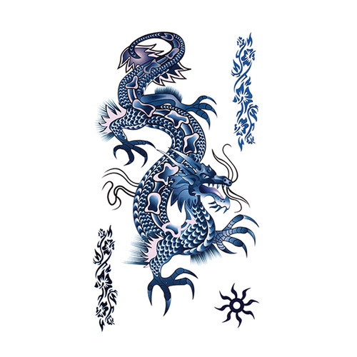 青龙苍龙纹身贴纸防水男女款持久胸背龙图腾苏州艺龙花臂刺青贴 - 图3