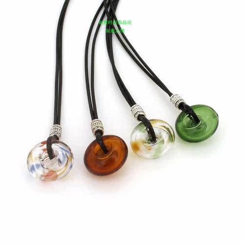 小圆环移动香薰香水琉璃瓶项链免塞皮绳款花样圆圈精油瓶挂件吊坠 - 图2