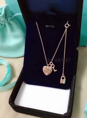 S925纯银爱心同心锁项链女款