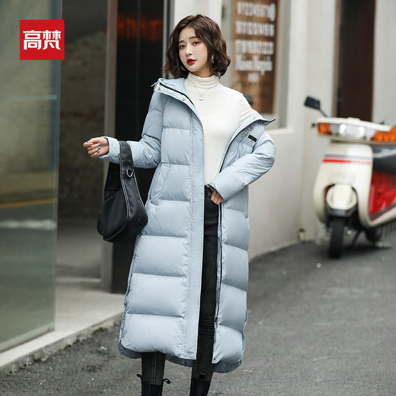 高梵长款长过膝2021年冬季潮白鸭绒 高梵潮美羽绒服