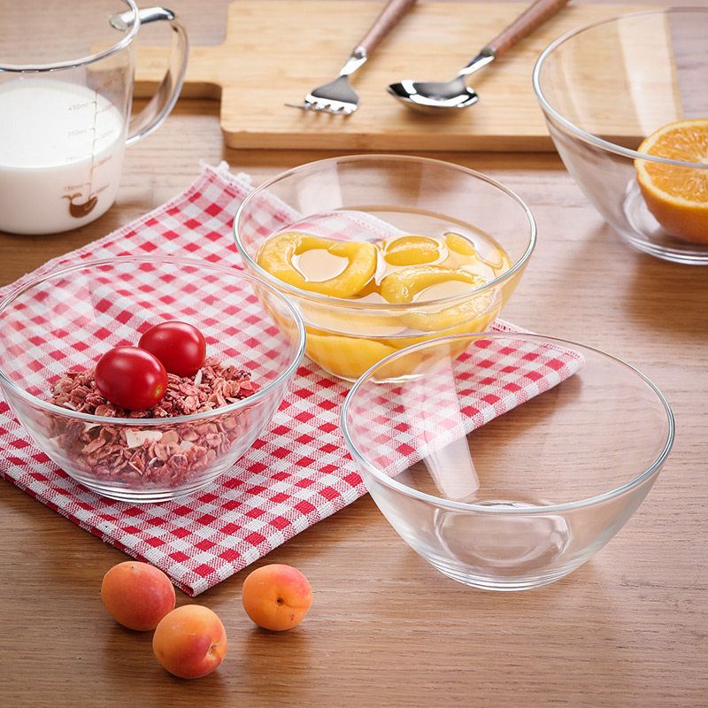 乐美雅家用玻璃碗沙拉碗钢化耐热大号水果碗和面盆打蛋透明烘焙碗